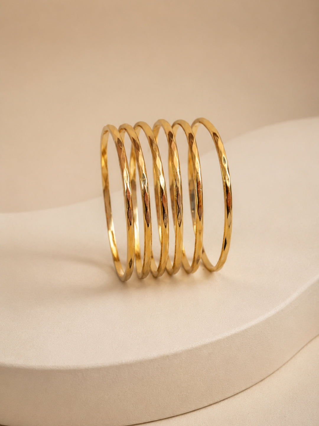 3D Barfi Gold Bangles Set of 6 for Baby | Anti Tarnish | Size 2.2