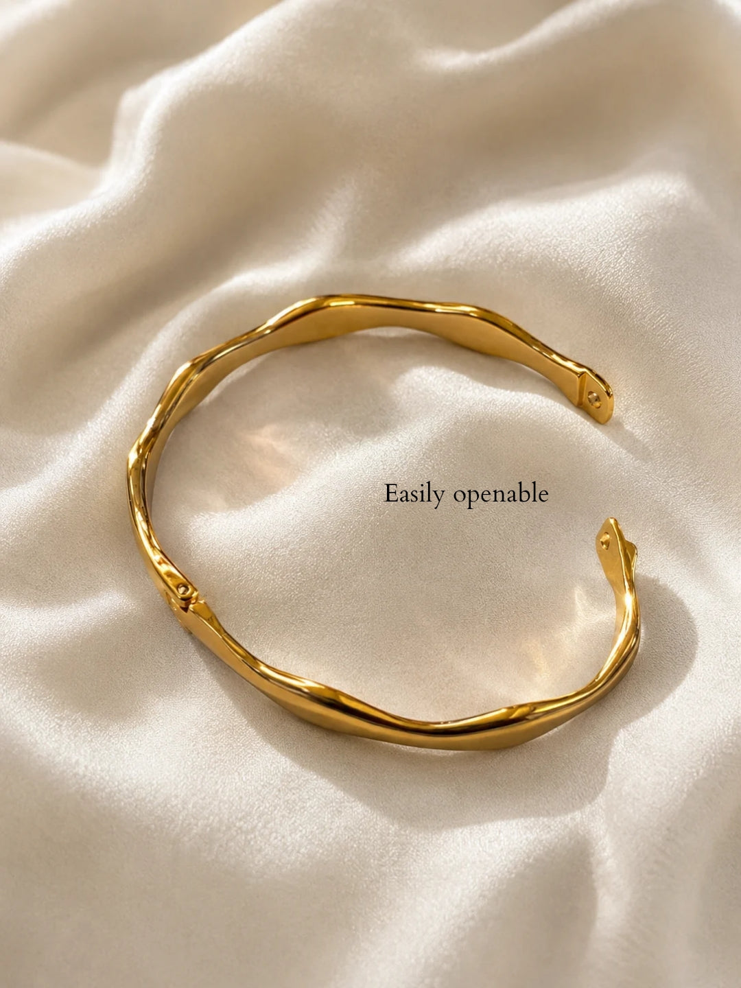 18K Gold Wave CZ Bracelet | Anti Tarnish Waterproof Bangle