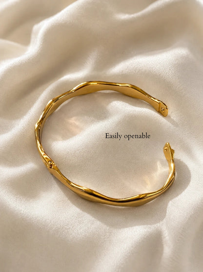 18K Gold Wave CZ Bracelet | Anti Tarnish Waterproof Bangle