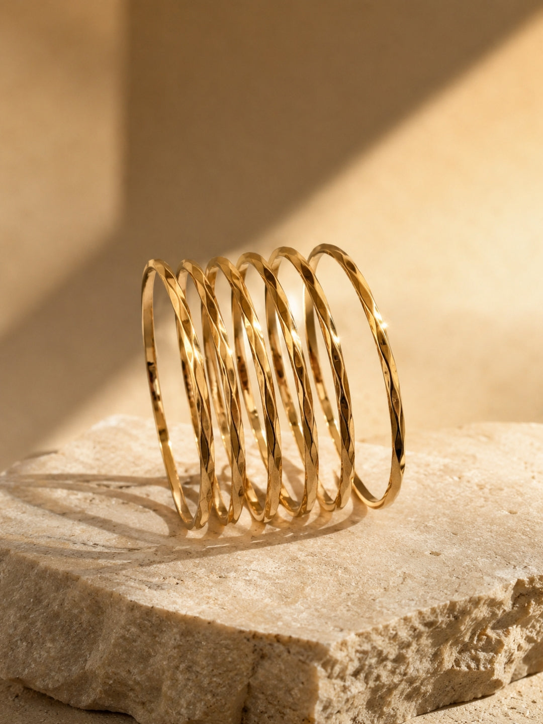 3D Barfi Gold Bangles Set of 6 for Baby | Anti Tarnish | Size 2.2