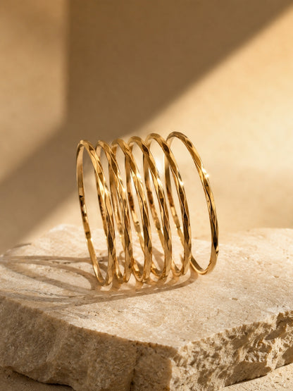 3D Barfi Gold Bangles Set of 6 for Baby | Anti Tarnish | Size 2.2