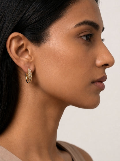 18K Gold Nano CZ Hoop Earrings | Anti Tarnish Everyday Hoops