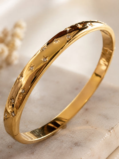 18K Gold Plated CZ Star Openable Bracelet | Anti Tarnish