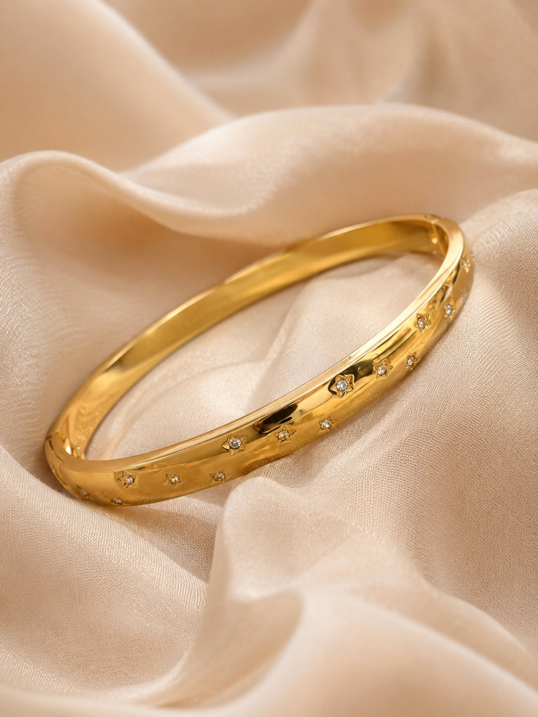 18K Gold Plated CZ Star Openable Bracelet | Anti Tarnish