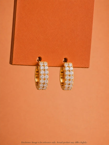 Rose Gold CZ Double Row Huggie Hoop Earrings | Anti Tarnish