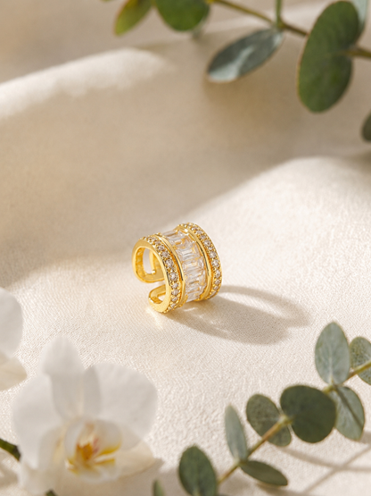 Triple Row CZ Ear Cuff | 18K Gold Plated Anti-Tarnish Ear Clip