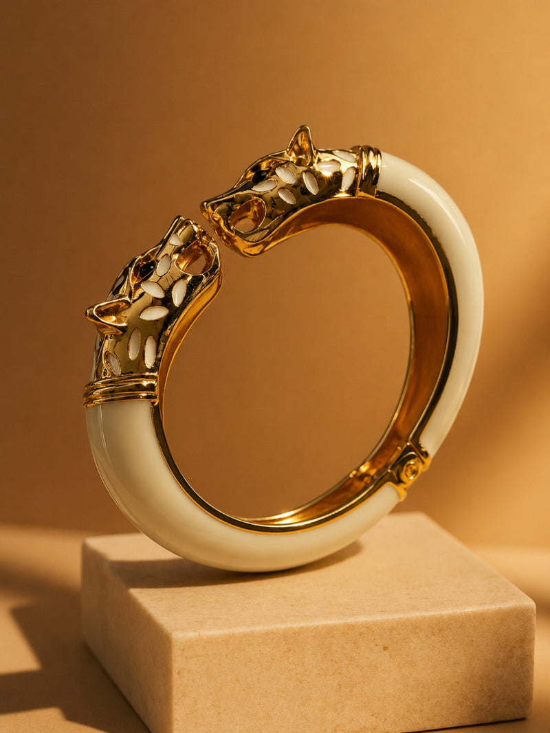 Vittoria Panther Kada Bangle, 18K Gold-Plated - Ivory
