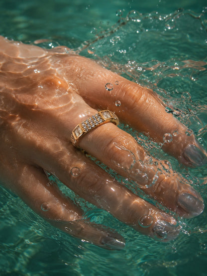 18K Rose Gold Nano CZ Band Ring | Anti Tarnish Stackable Ring