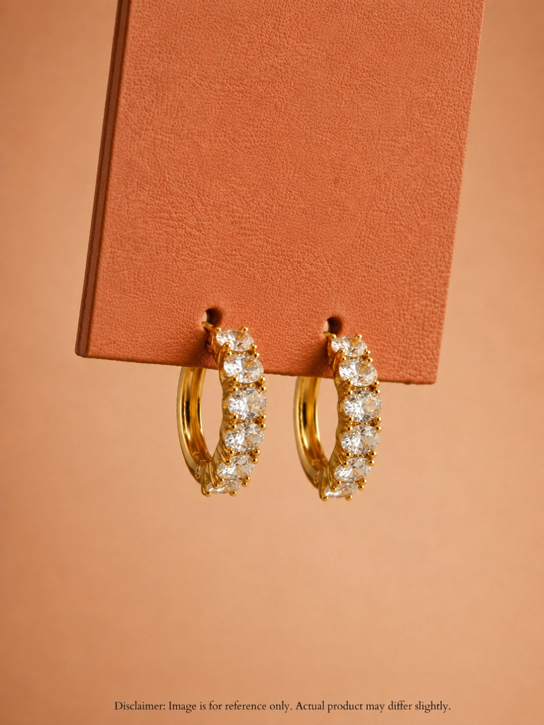 Solitaire CZ Studded Hoop Earrings – 18K Gold Plated | Anti Tarnish