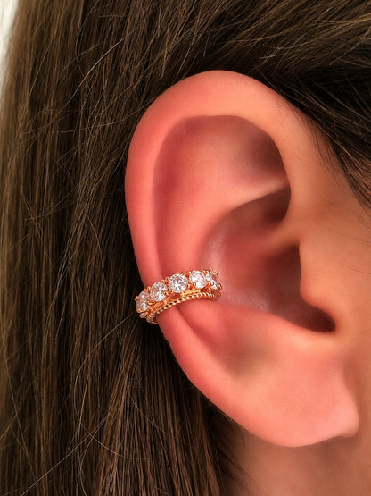 Soli CZ Studded Rose Gold Ear Cuff | Anti Tarnish Ear Cuff.