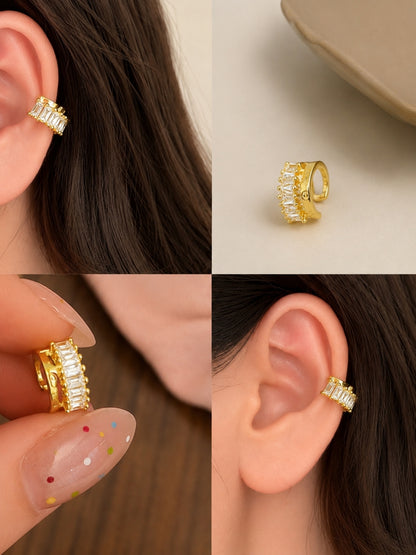 CZ Pavé Gold Ear Cuff | 18K Gold Plated Anti-Tarnish Ear Clip l Single