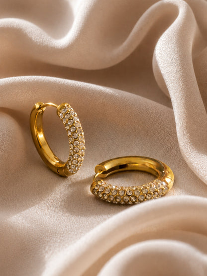 18K Gold Nano CZ Hoop Earrings | Anti Tarnish Everyday Hoops