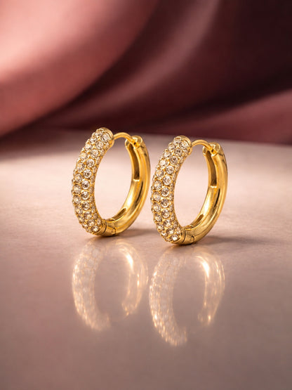 18K Gold Nano CZ Hoop Earrings | Anti Tarnish Everyday Hoops