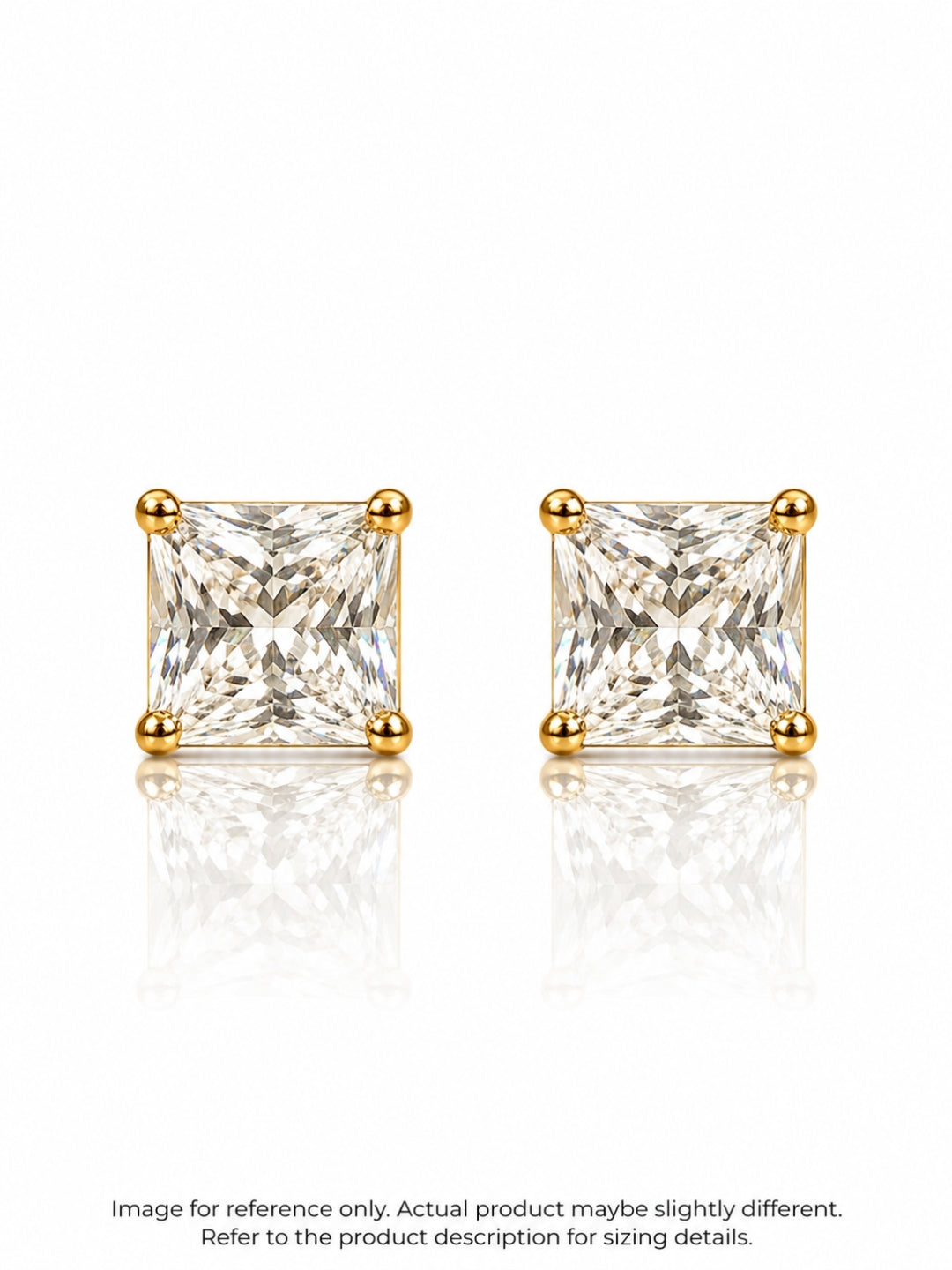 Square Solitaire Stud Earrings 6mm, view 5