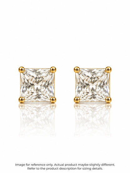 Square Solitaire Stud Earrings 6mm, view 5