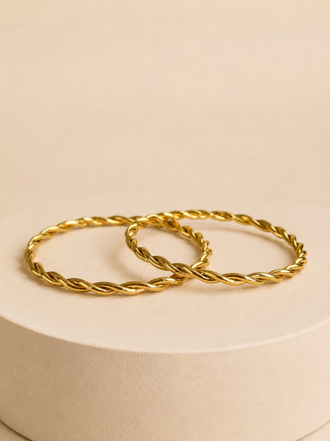 Pleated CZ Gold Bangle Bracelet | Anti-Tarnish Waterproof Jewelry
