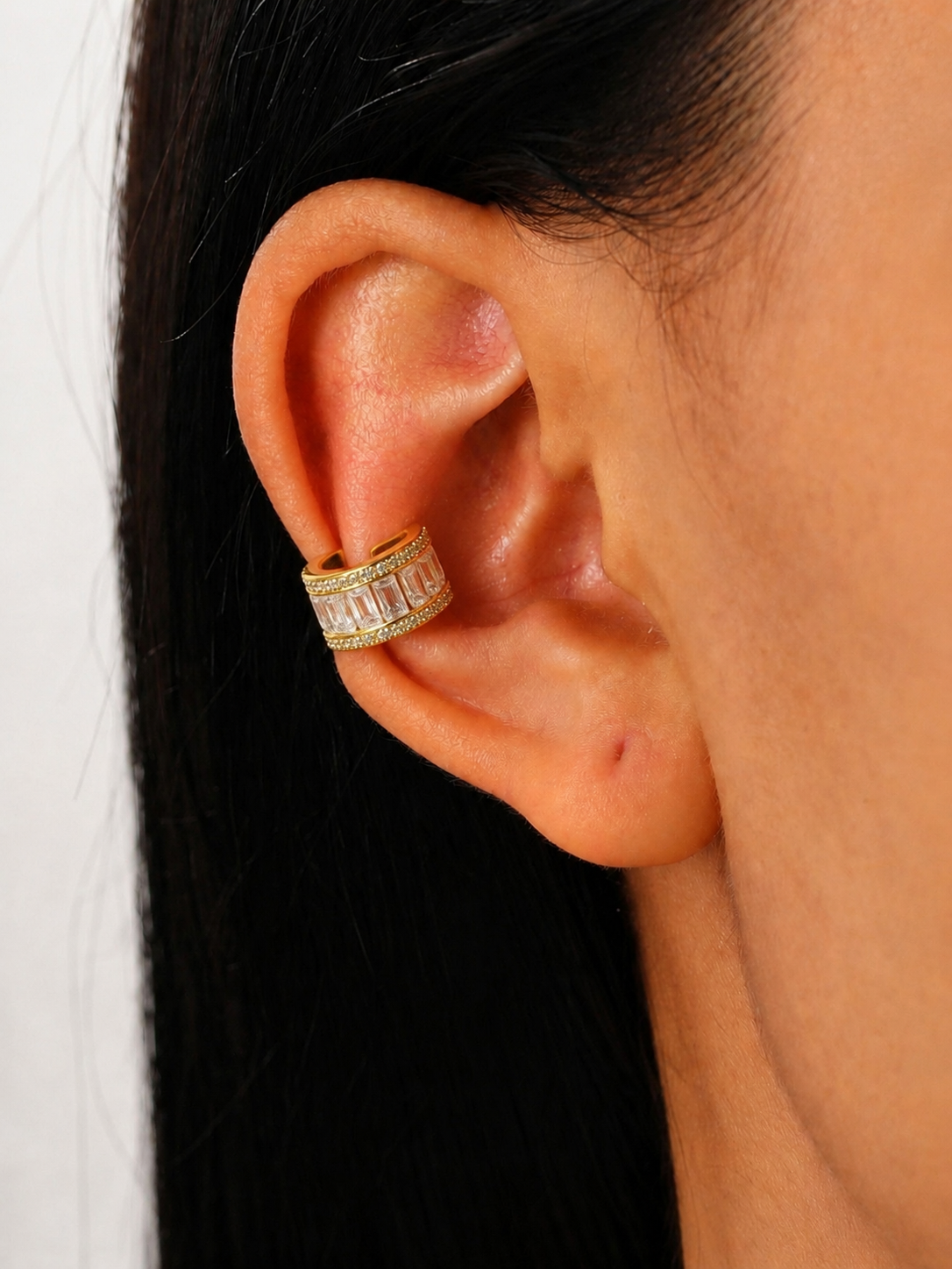 Triple Row CZ Ear Cuff | 18K Gold Plated Anti-Tarnish Ear Clip