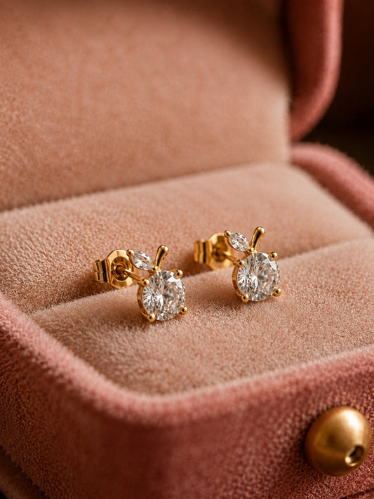 Rose Gold CZ Apple Stud Earrings | Anti Tarnish Everyday Studs