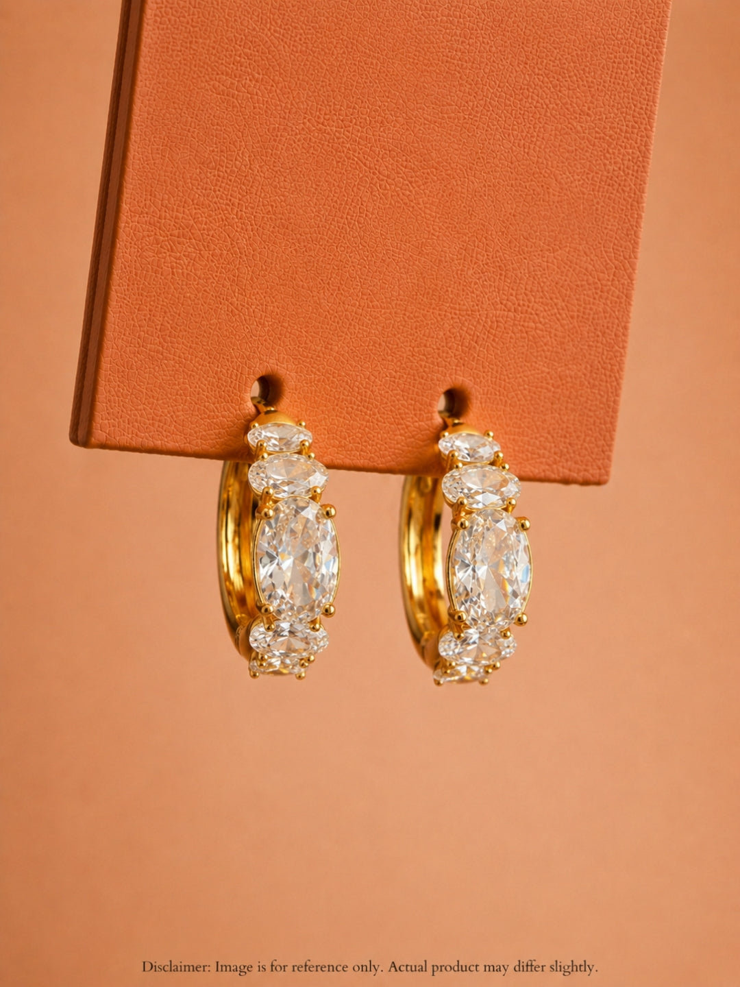 Oval CZ Studded Gold Hoops | 18K Gold Plated Anti Tarnish Earrings