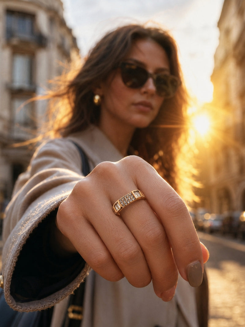 18K Rose Gold Nano CZ Band Ring | Anti Tarnish Stackable Ring