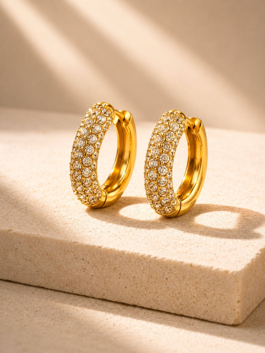 18K Gold Nano CZ Hoop Earrings | Anti Tarnish Everyday Hoops