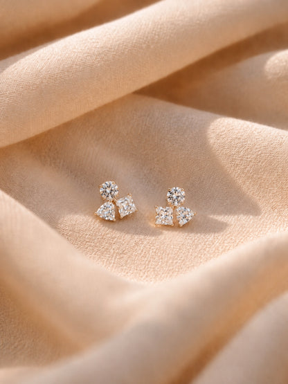 18K Gold CZ Triangle Stud Earrings | Anti Tarnish Everyday Studs