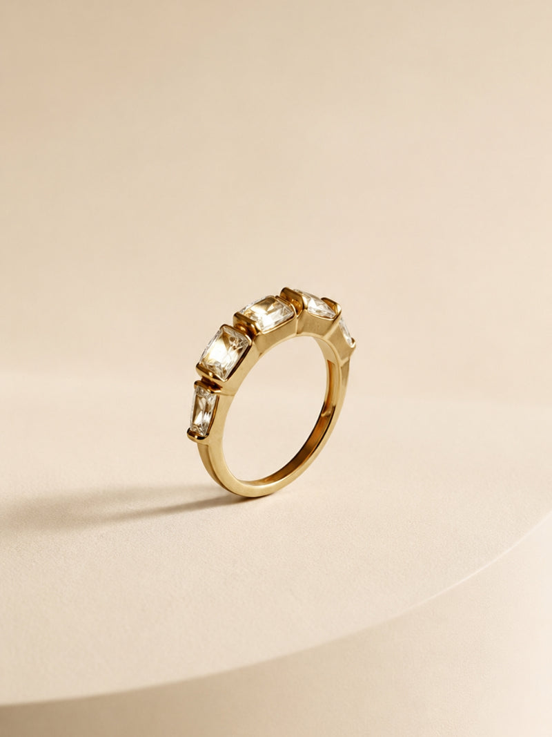 18K Gold Multi-Cut CZ Stackable Ring | Anti Tarnish Stainless Steel