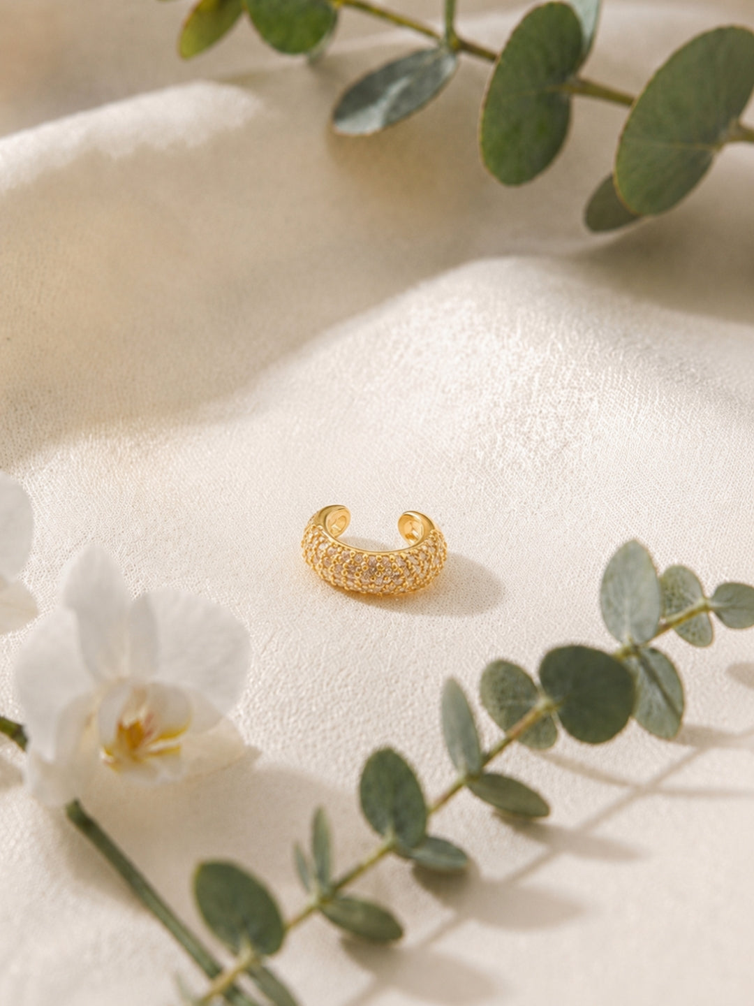 Nano CZ Gold Ear Cuff – Anti Tarnish No-Piercing Ear Clip