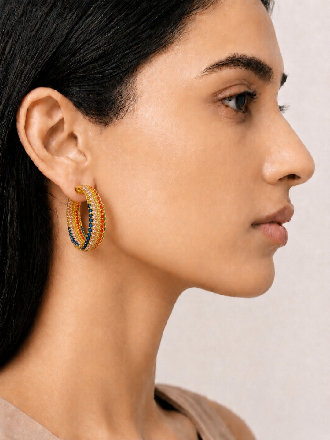 Aurora Multicolor CZ Statement Hoops | 18K Gold Plated Earrings