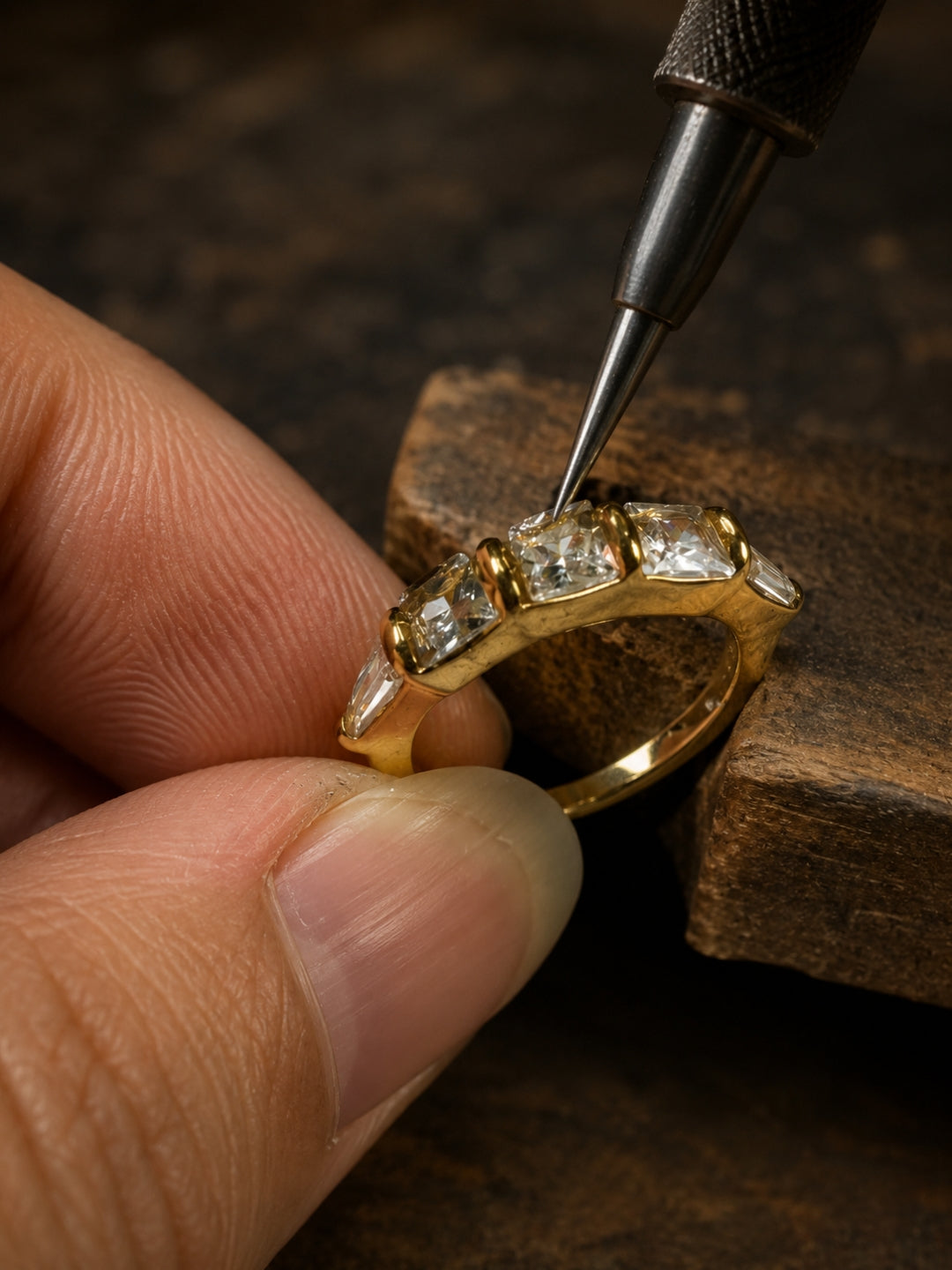18K Gold Multi-Cut CZ Stackable Ring | Anti Tarnish Stainless Steel