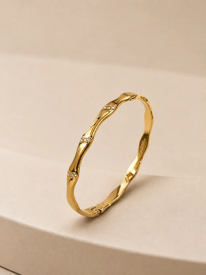 18K Gold Wave CZ Bracelet | Anti Tarnish Waterproof Bangle