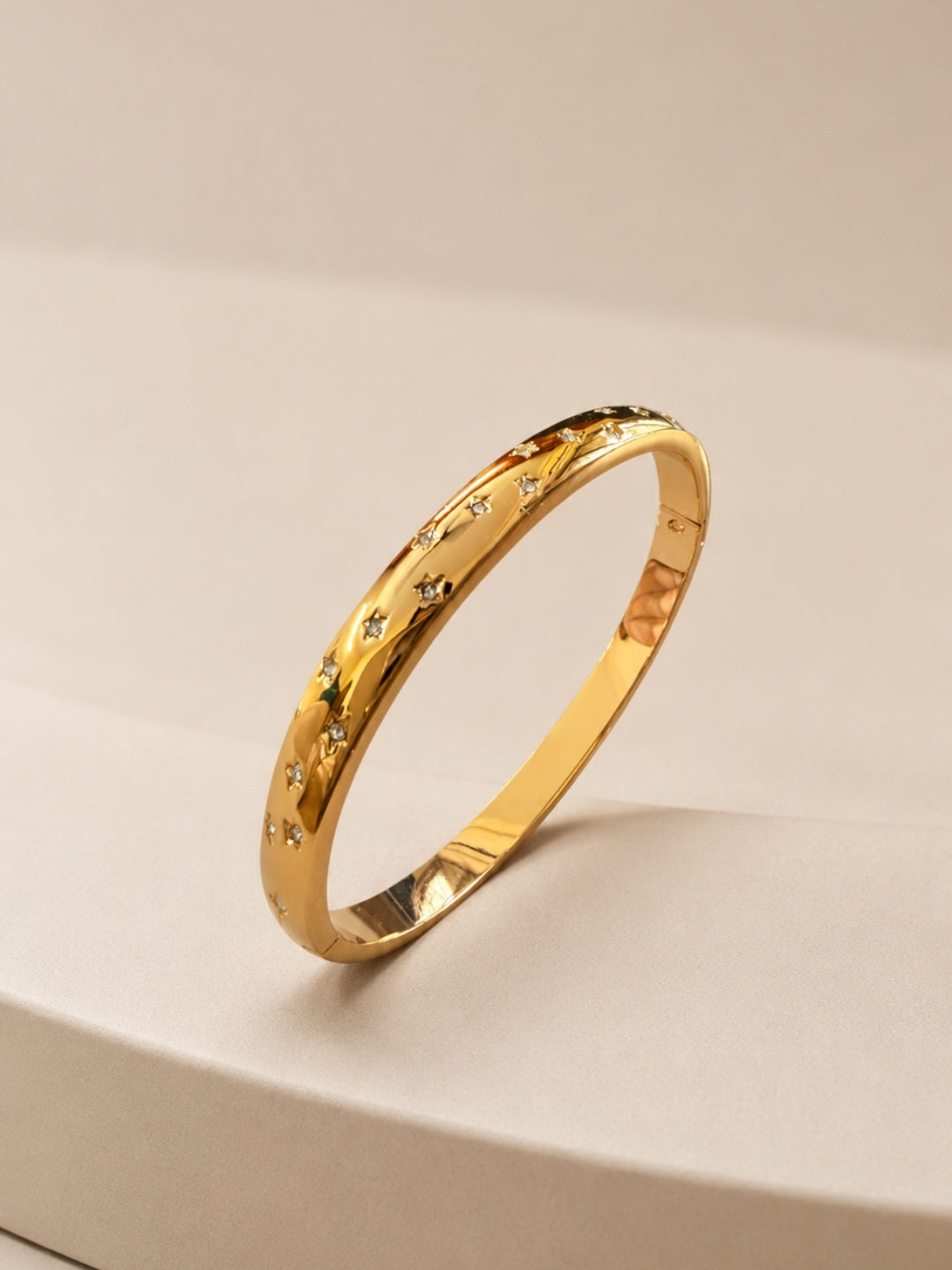 18K Gold Plated CZ Star Openable Bracelet | Anti Tarnish