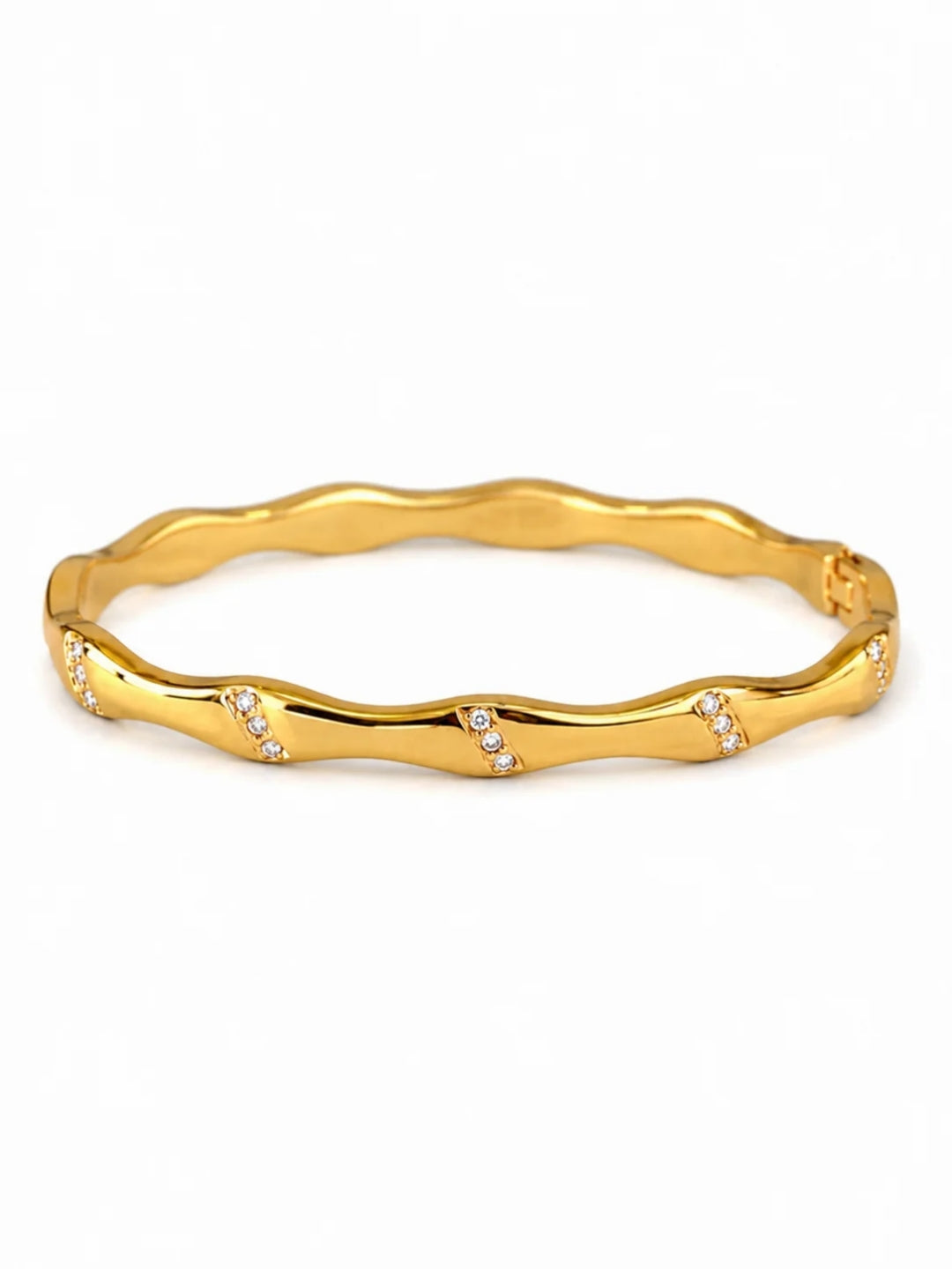 18K Gold Wave CZ Bracelet | Anti Tarnish Waterproof Bangle