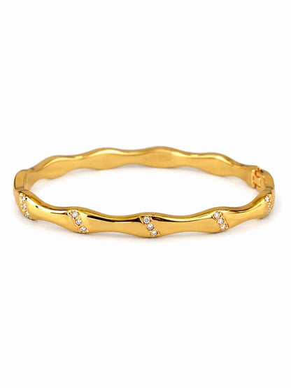 18K Gold Wave CZ Bracelet | Anti Tarnish Waterproof Bangle