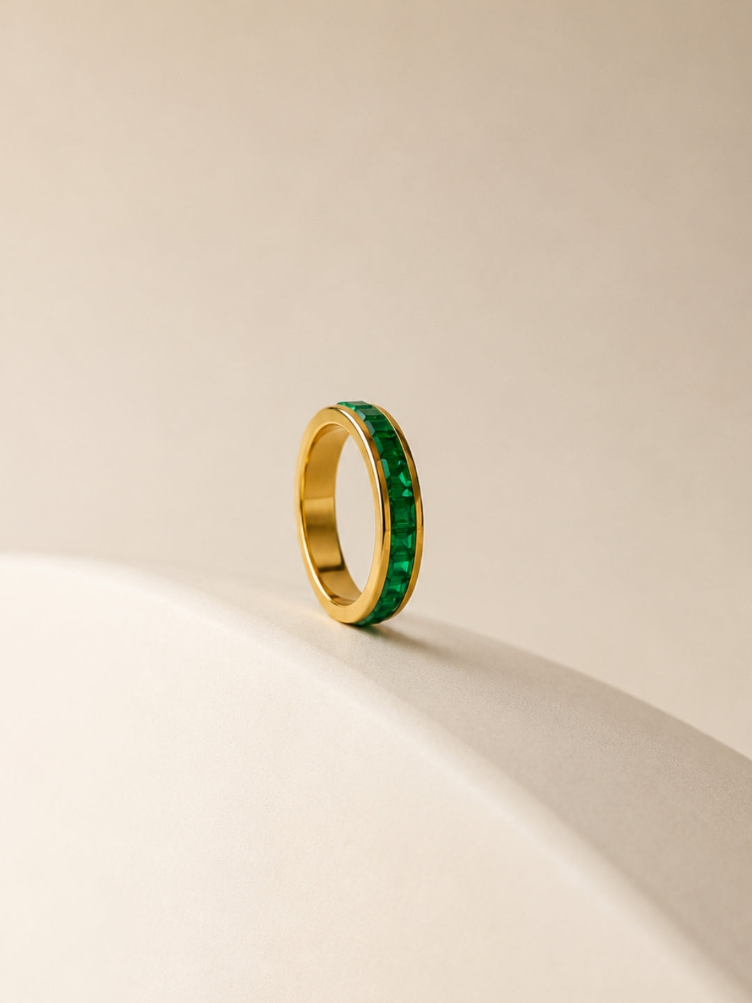 Emerald Eternity CZ Ring | 18K Gold Plated Stackable Ring