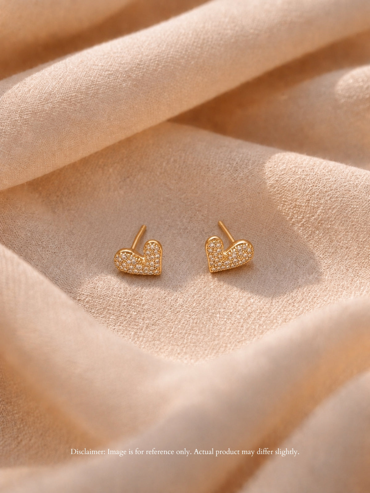 Nano Heart CZ Stud Earrings – 18K RoseGold Plated Everyday Studs