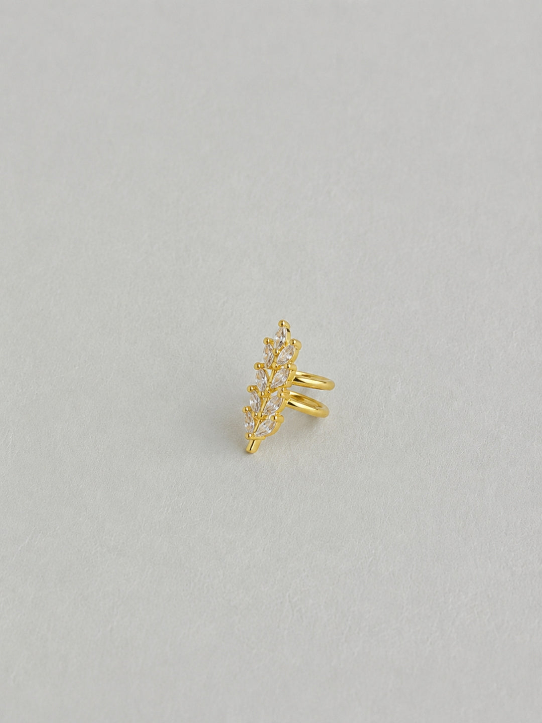 Leaf CZ Ear Cuff Clip Earrings for Women | 18K Gold Plated