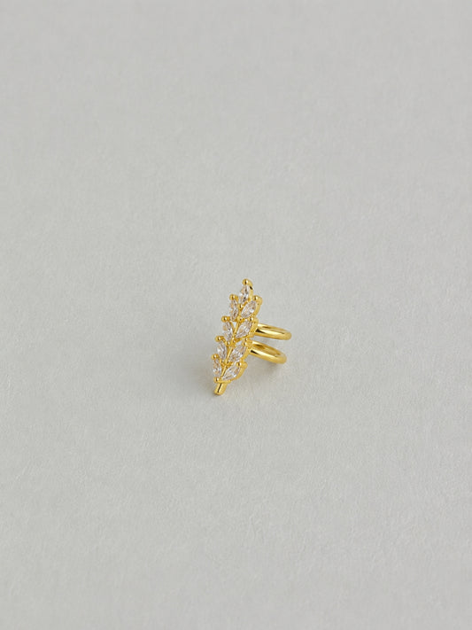 Leaf CZ Ear Cuff Clip Earrings for Women | 18K Gold Plated