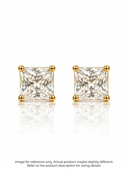 Square Solitaire Stud Earrings 6mm - 18K Rose Gold | CZ | Anti Tarnish