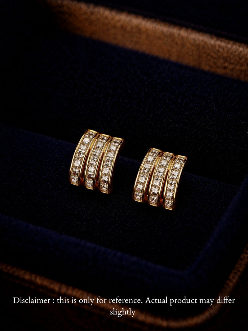 Triple Row Hoop Earrings, 18K Rose Gold-Plated