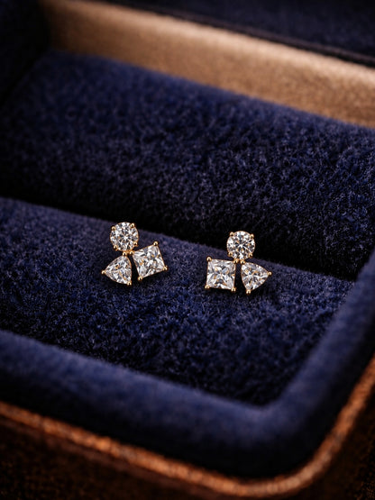 18K Gold CZ Triangle Stud Earrings | Anti Tarnish Everyday Studs