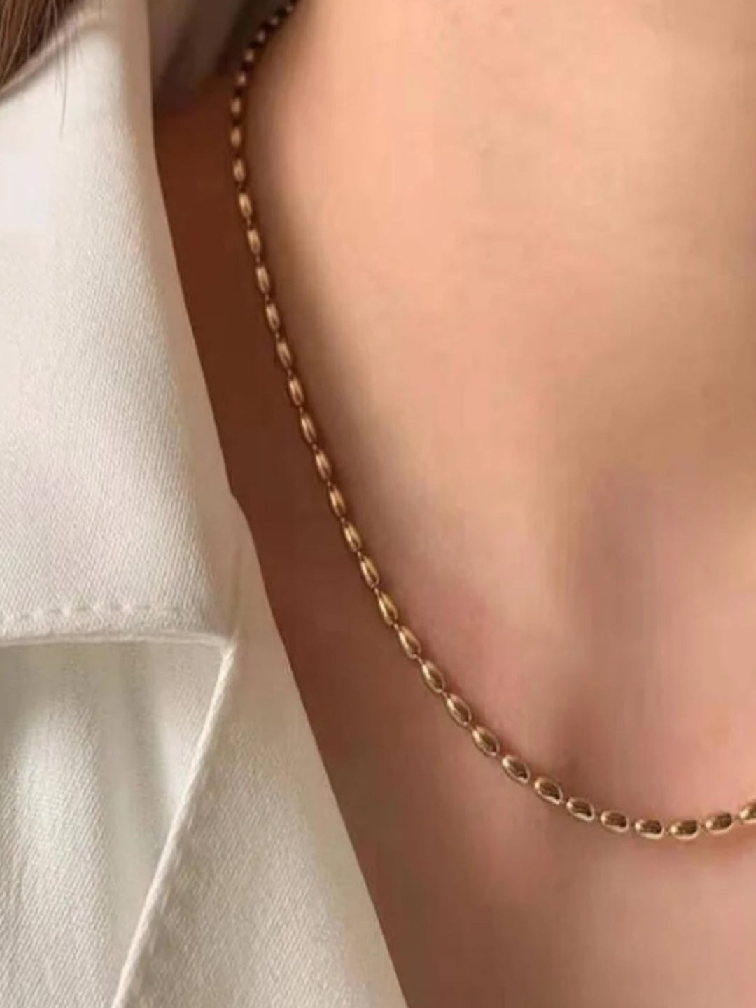 Rose Gold Beaded Designer Chain Necklace | Anti Tarnish CZ Chain