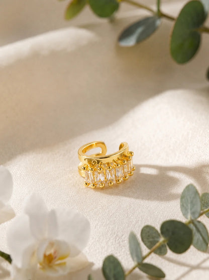 CZ Pavé Gold Ear Cuff | 18K Gold Plated Anti-Tarnish Ear Clip l Single