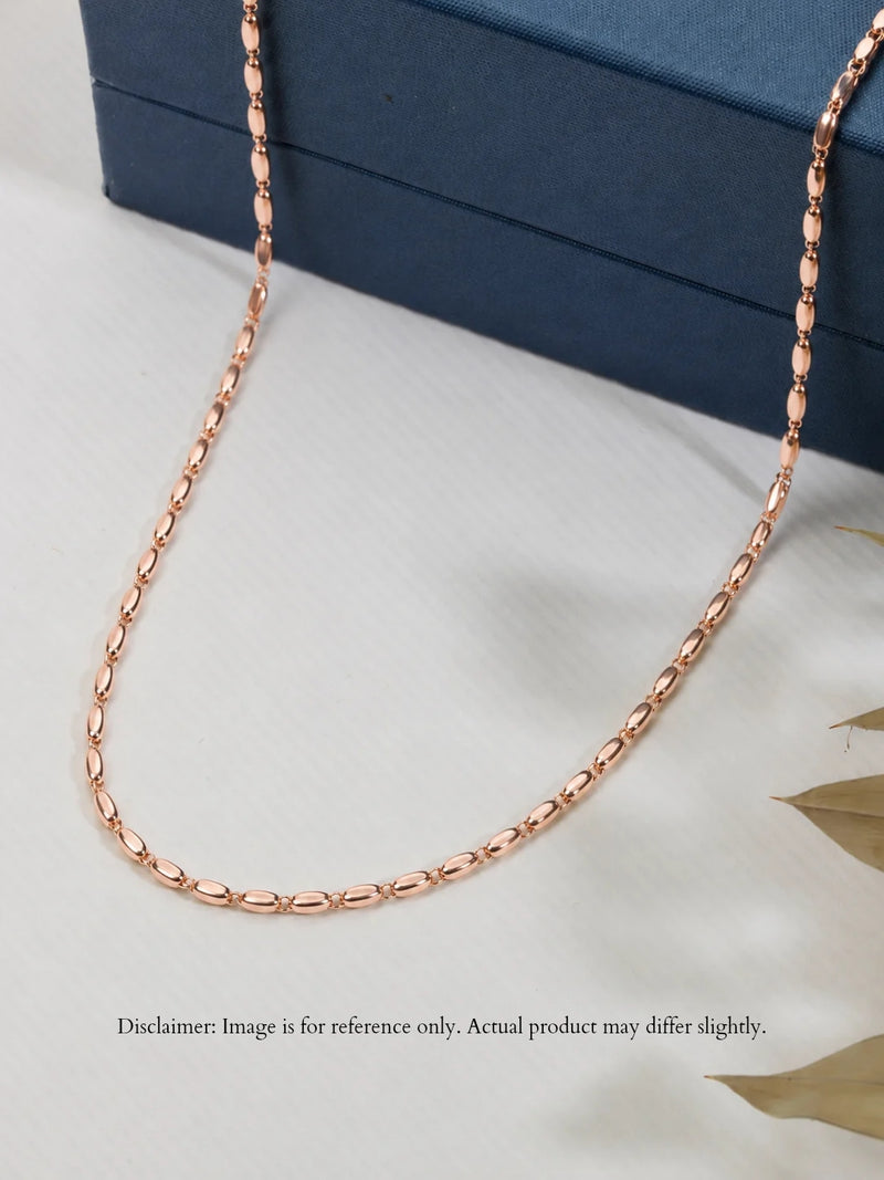 Rose Gold Beaded Designer Chain Necklace | Anti Tarnish CZ Chain