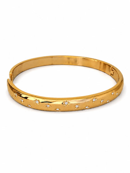 18K Gold Plated CZ Star Openable Bracelet | Anti Tarnish