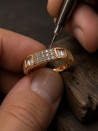 18K Rose Gold Nano CZ Band Ring | Anti Tarnish Stackable Ring