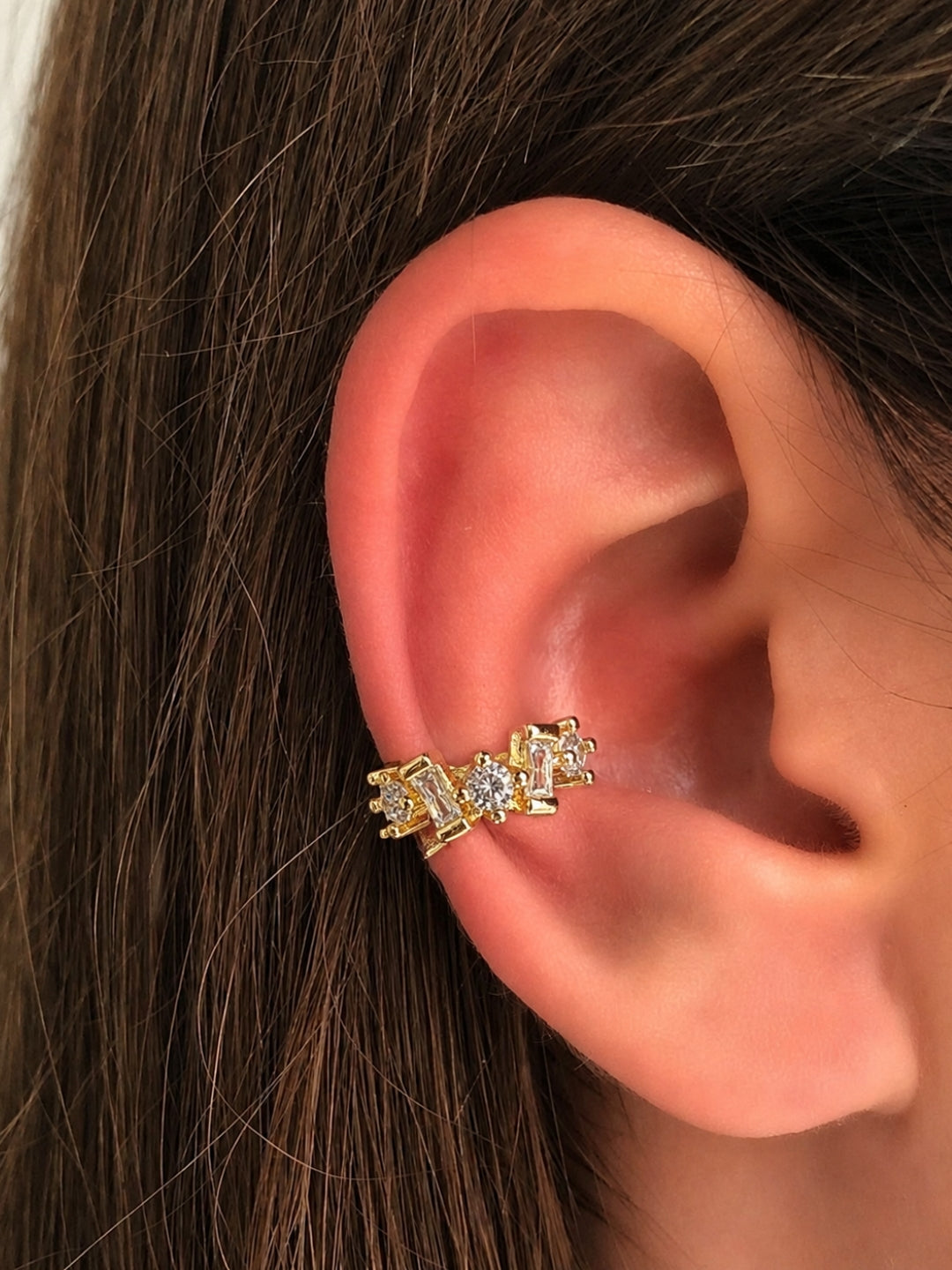 Aurora Multi-Shaped CZ Ear Cuff | 18K Gold Ear Clip