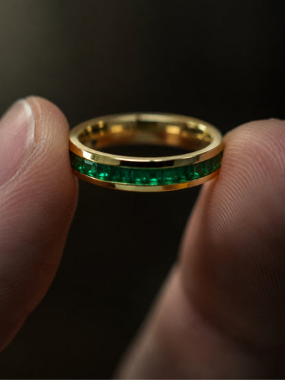 Emerald Eternity CZ Ring | 18K Gold Plated Stackable Ring