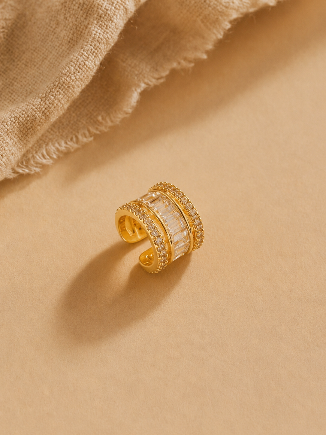Triple Row CZ Ear Cuff | 18K Gold Plated Anti-Tarnish Ear Clip