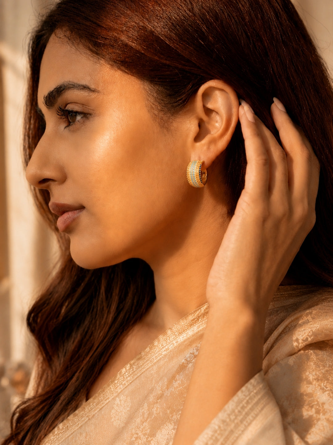 18K Gold Multicolor CZ Nano-Set Hoops | Anti Tarnish Earrings